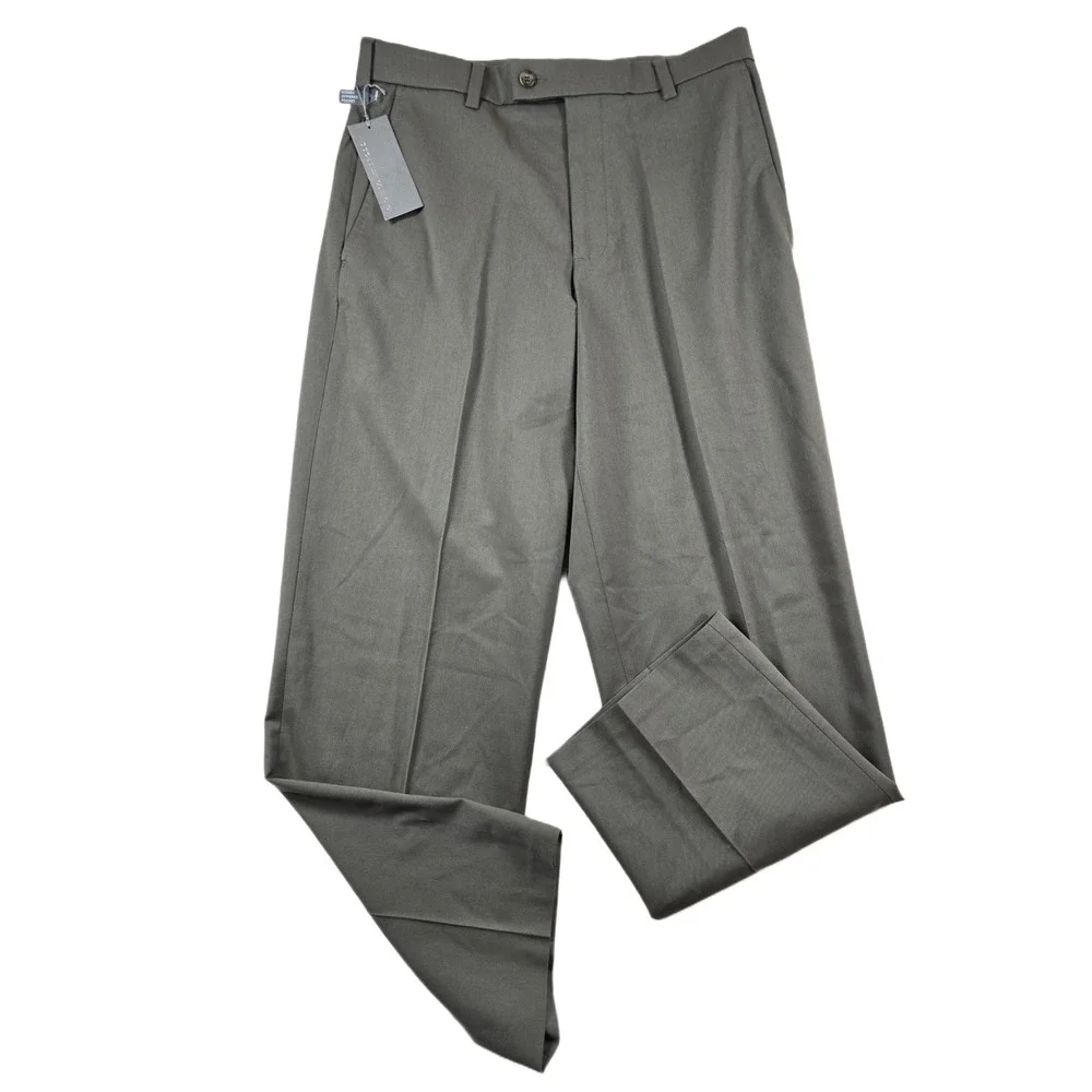Dockers Dress Pants Mens 30x30 Olive Green Hidden Pocket Pant Flat Front NEW